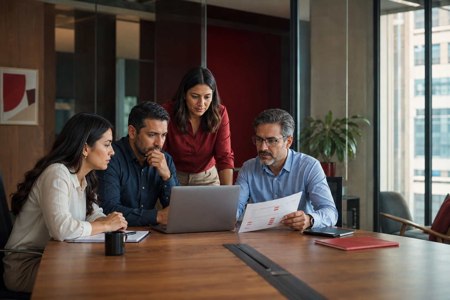 Equipo evaluando talento con criterios estructurados
